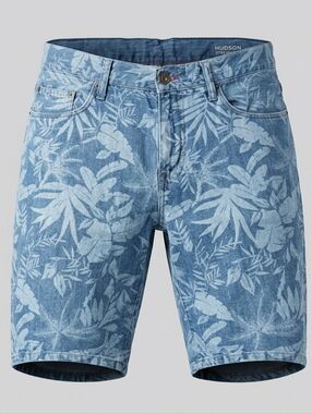 Tommy Hilfiger Hudson Straight Fit Leaf Pattern Men's Denim Shorts W34